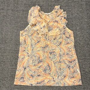 CAbi Multicolor Ruffled Sleeveless Blouse